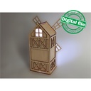 DXF, SVG files for laser Light-up Wooden windmill, tea light candle holder, Christmas Nursery decor, Glowforge, Material 1/8'' (3.2 mm)