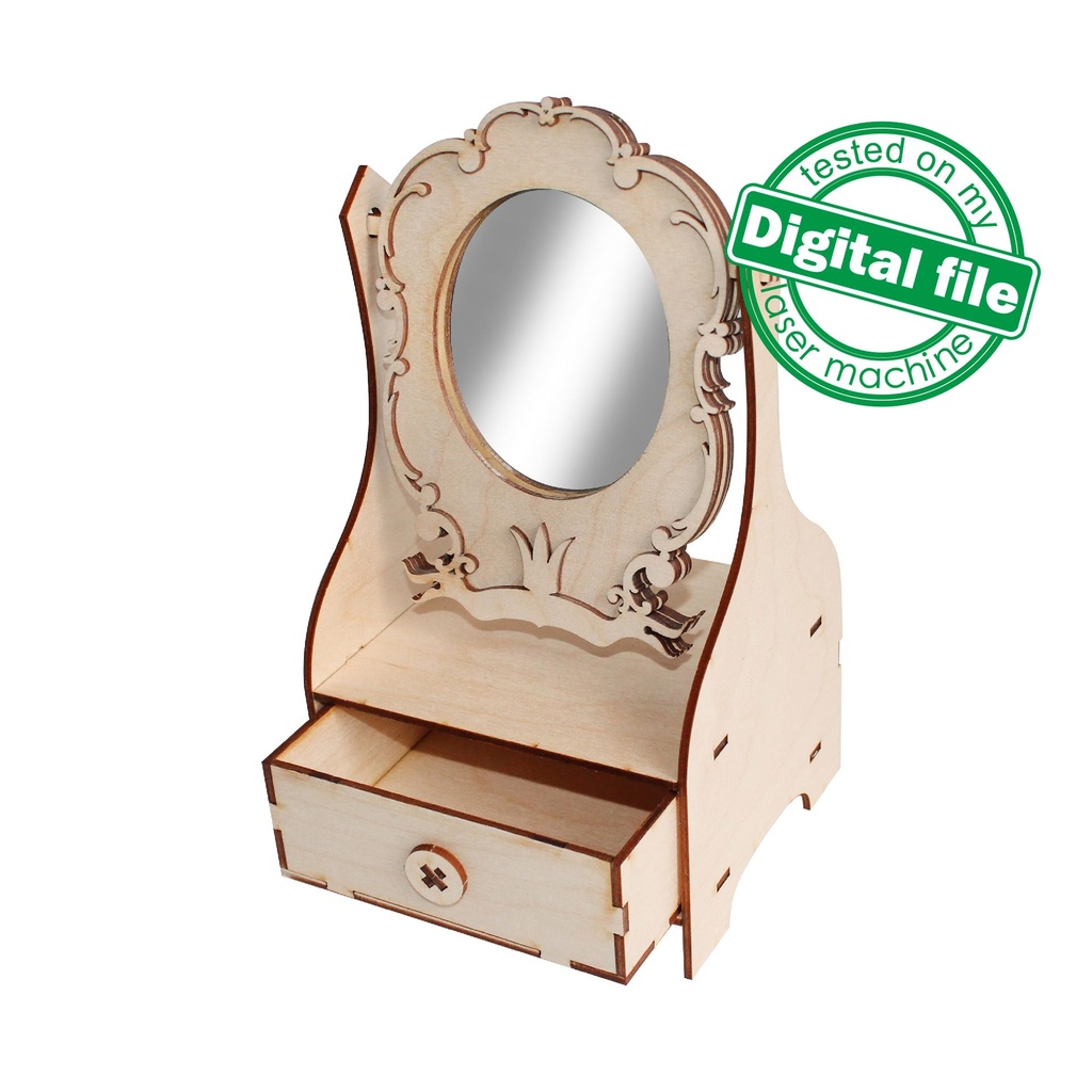 DXF, SVG files for laser Dressing table with mirror,female boudoir for applying makeup,Nursery decor,Princesse doll, Material 3.2 mm (1/8'')