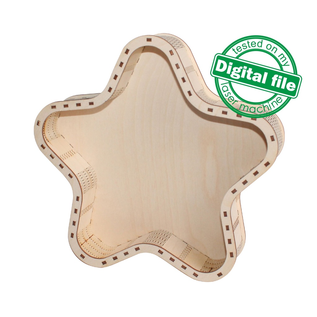 DXF, SVG files for laser Wooden Tray Star, flexible plywood, Vector project, retro design,Glowforge ready, Material thickness 3.2 mm (1/8'')