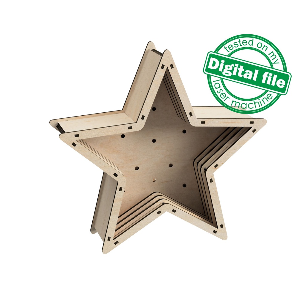 DXF, SVG files for laser, DIY Marquee Star Light, Lightbox, Shadow Box, Template, Glowforge, Material thickness 1/8 inch (3.2 mm)