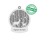 DXF, SVG files for laser Light-Up Christmas Ornament, Deer, Winter forest, Starry sky, Glowforge, Layered pattern, personal engraving