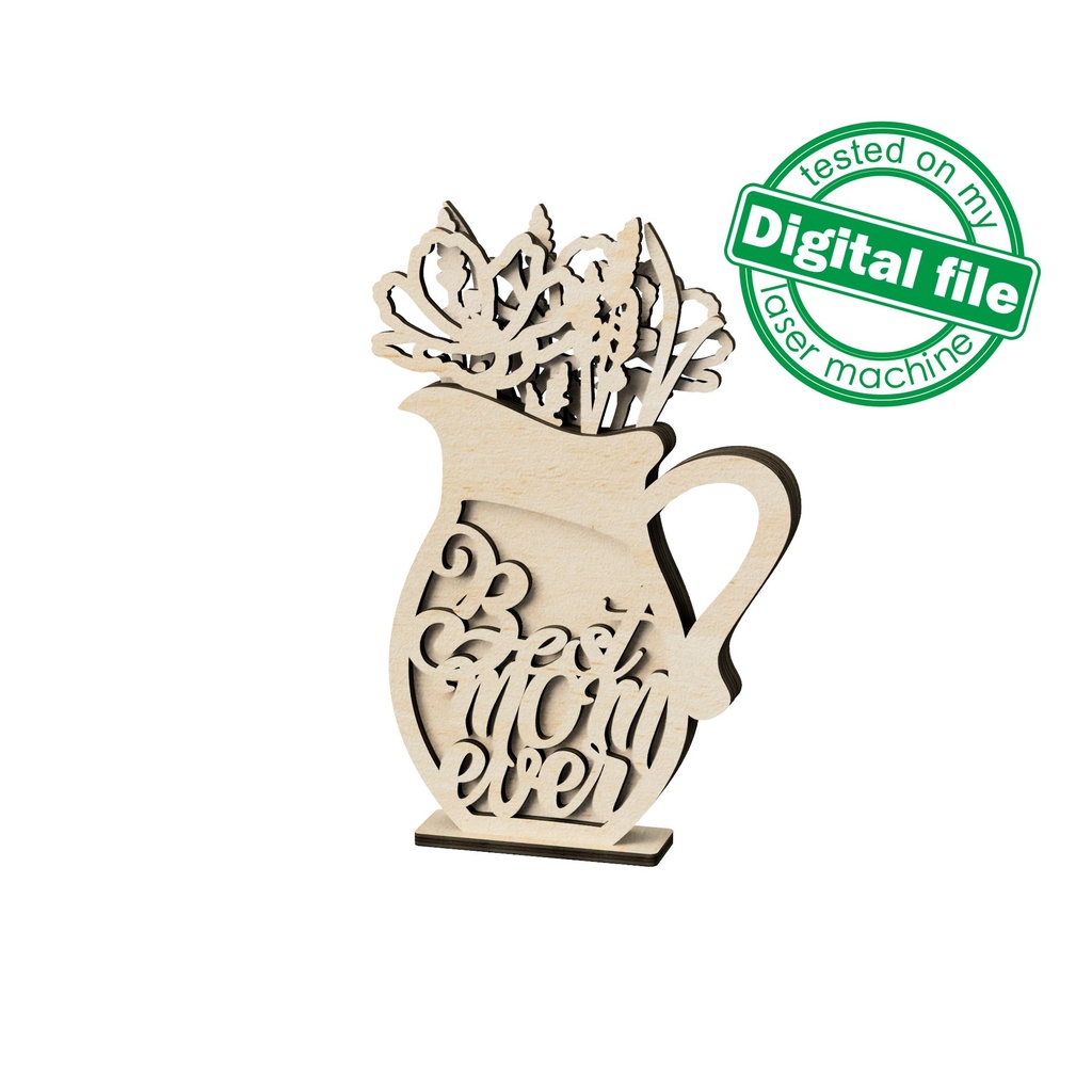 SVG, DXF Laser cut Multilayer Wedding decoration Vase with flowers, Shape,Paint by Line,Glowforge, Mother's day gift,Material 1/8'' (3.2 mm)