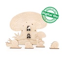 DXF, SVG files for laser Mushroom and Snails Toy House, Nursery decor, Ready to paint, Kids craft and activity, Material 1/8'' (3.2 mm)