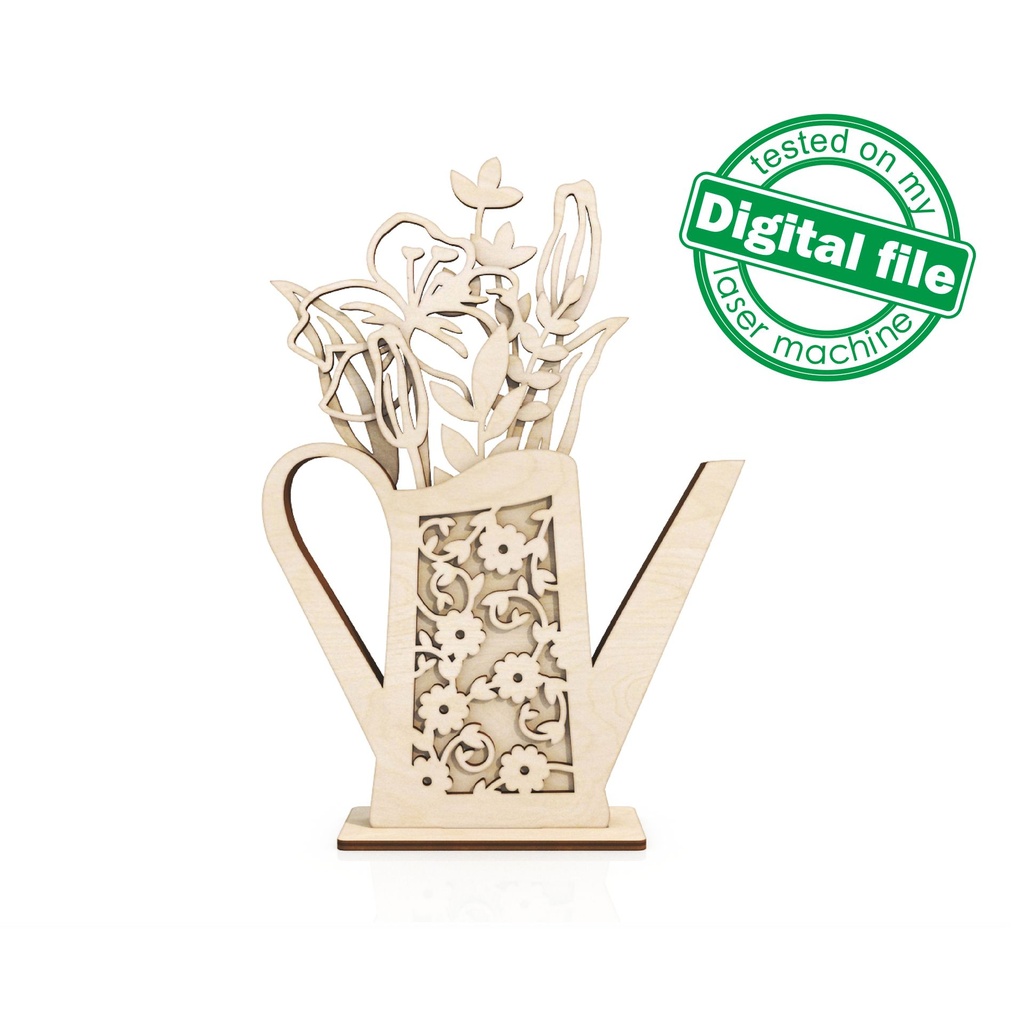 SVG, DXF Laser cut Multilayer Wedding decoration Vase with flowers, Shape,Paint by Line,Glowforge, Mother's day gift,Material 1/8'' (3.2 mm)