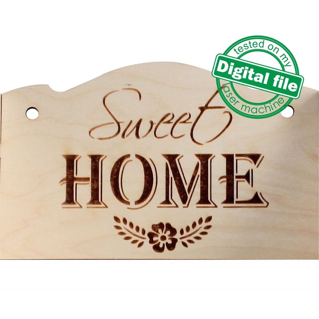 DXF, SVG files for laser Vintage Kitchen Shelf Sweet Home, CNC Router, Engraved pattern French, Two different material thickness 3.2/6.4 mm