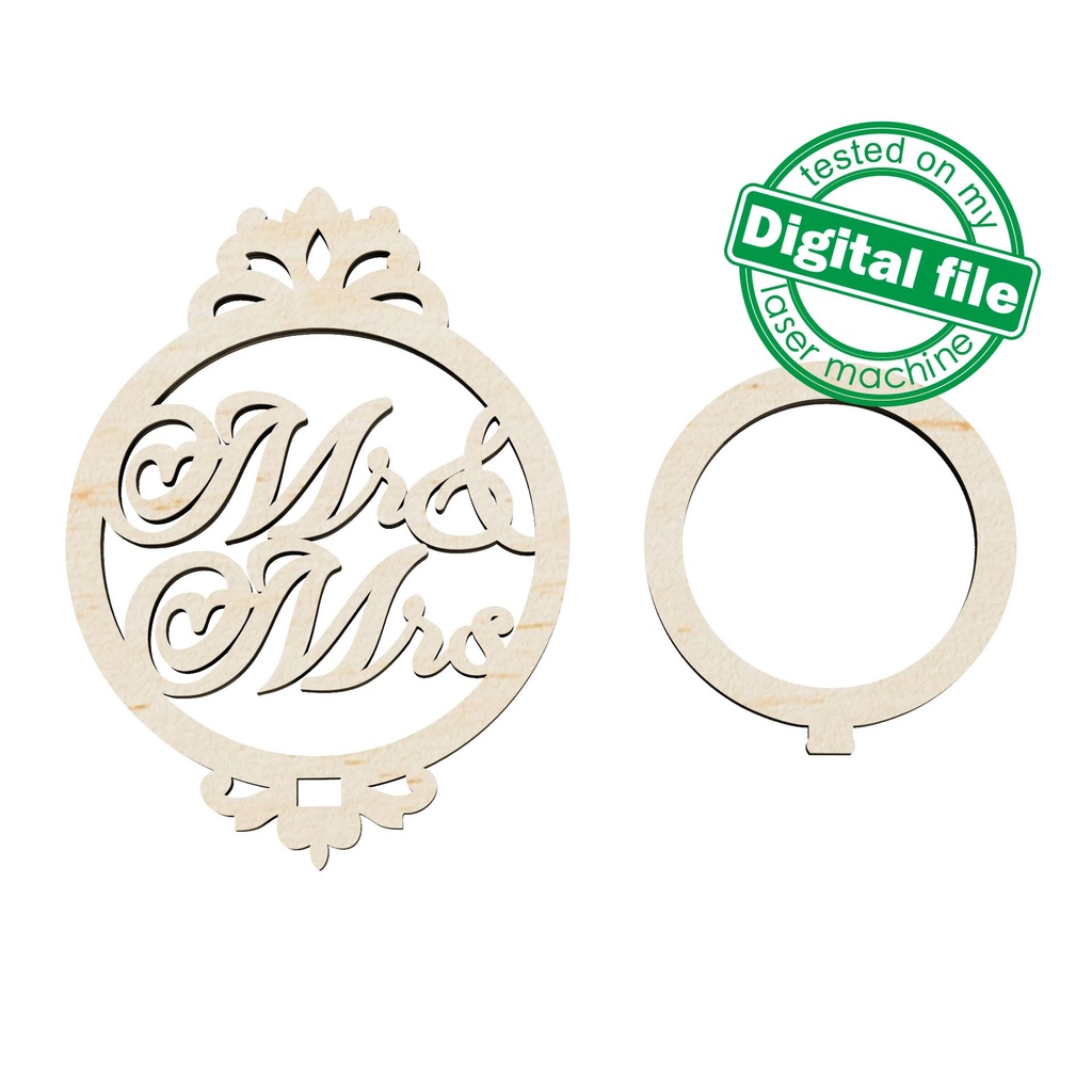 DXF, SVG files for laser Napkin ring, Wedding decor Monogram, Glowforge, Material thickness 1/8 inch (3.2 mm) (copy)