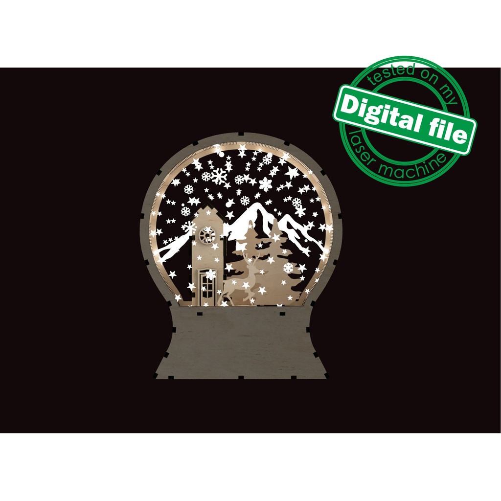 DXF files for laser Big snowball Winter Vector projects for Glowforge, svg Files, Commercial use, smart rgb led strip, Plywood or MDF 3mm