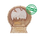 DXF, SVG files for laser Light Up Snow Globe Happy Camping, forest, trailer, Engraved acrylic glass, snow-capped mountains, Christmas decor