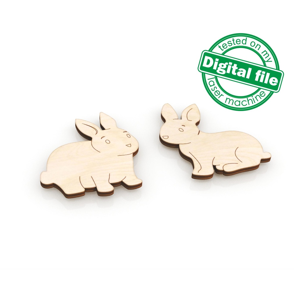 DXF, SVG files for laser Easter basket with eggs and Two hares, Funny Bunny, Vector project, Glowforge, Material thickness 1/8 inch (3.2 mm)