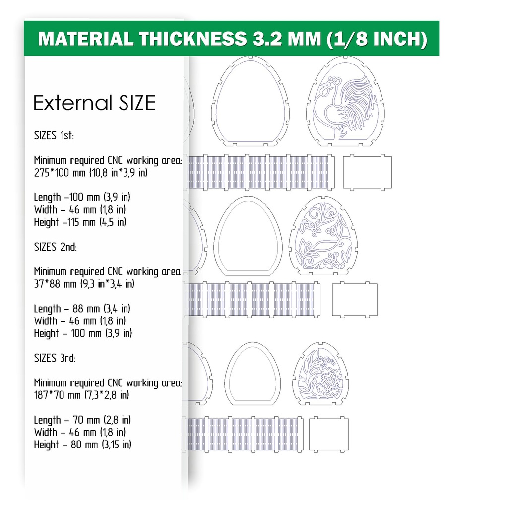 DXF, SVG files for laser Big Set of 9 Easter Candle holders, Folk Art Eggs, Glowforge, Material thickness 1/8 inch (3.2 mm)