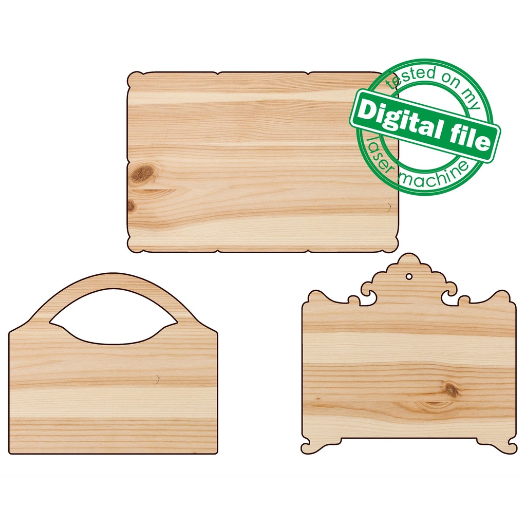 SVG, DXF, PDF Farmhouse Cutting Board, Boards for serving dishes, Wooden plate, Charcuterie Board Template with Handle, Files for Glowforge