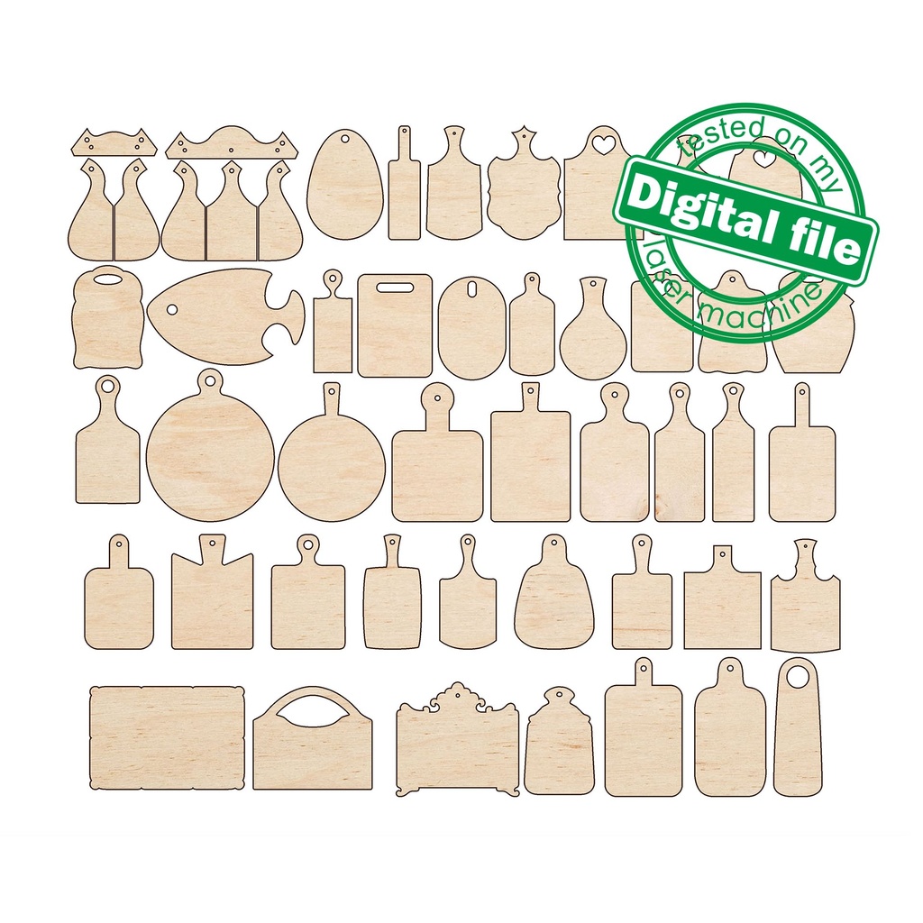 SVG, DXF, PDF Farmhouse Cutting Board, Boards for serving dishes, Wooden plate, Charcuterie Board Template with Handle, Files for Glowforge