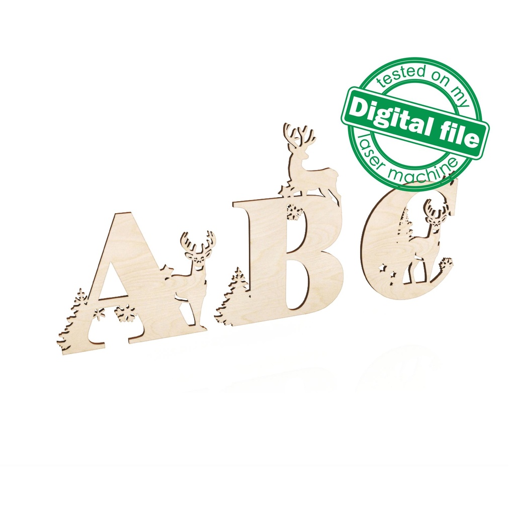 Christmas Split Letter, Monograms and Ornaments, Svg Dxf Pdf Ai Cdr Formats, Cricut, Silhouette, Glowforge, Laser Cut, Winter Full Alphabet