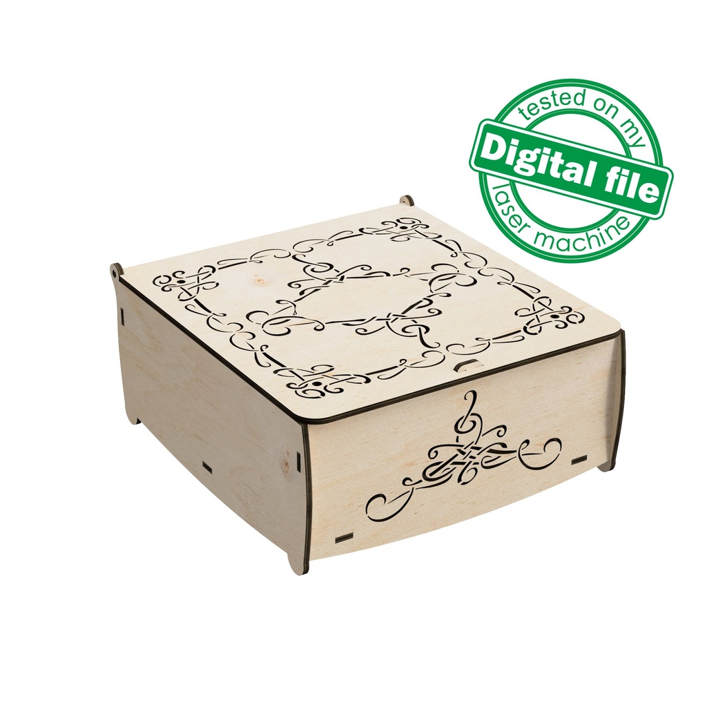 DXF, SVG files for laser Openwork carved Box with opening cover, Mother day gift, Oriental style, Glowforge, Material 1/8'' (3.2 mm)