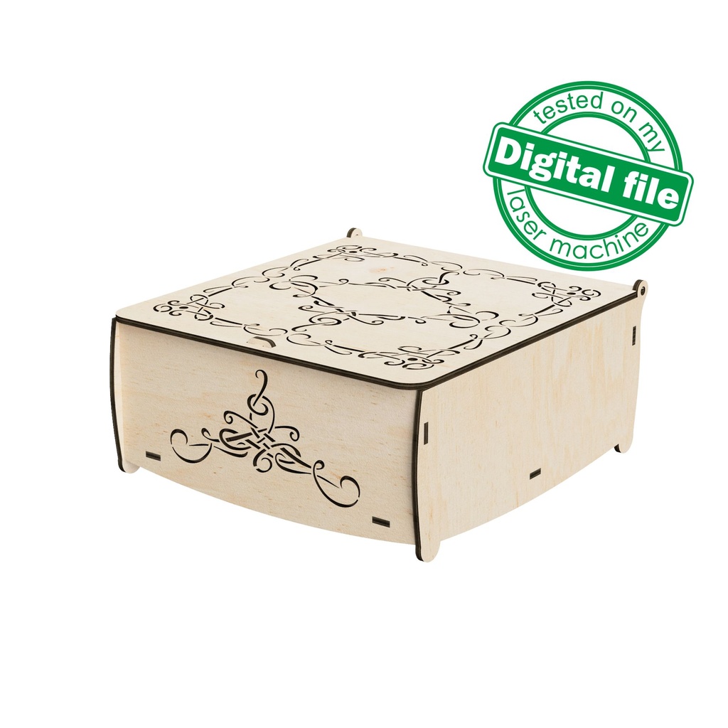 DXF, SVG files for laser Openwork carved Box with opening cover, Mother day gift, Oriental style, Glowforge, Material 1/8'' (3.2 mm)