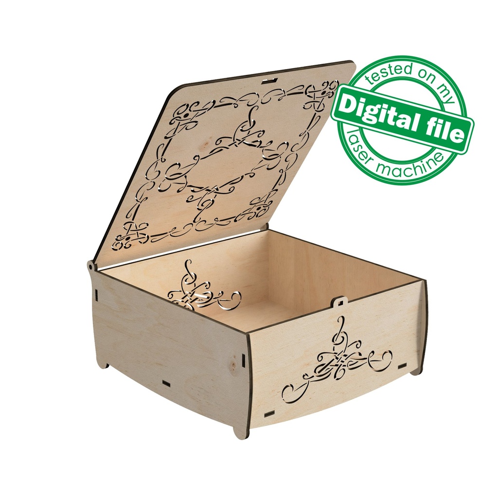 DXF, SVG files for laser Openwork carved Box with opening cover, Mother day gift, Oriental style, Glowforge, Material 1/8'' (3.2 mm)