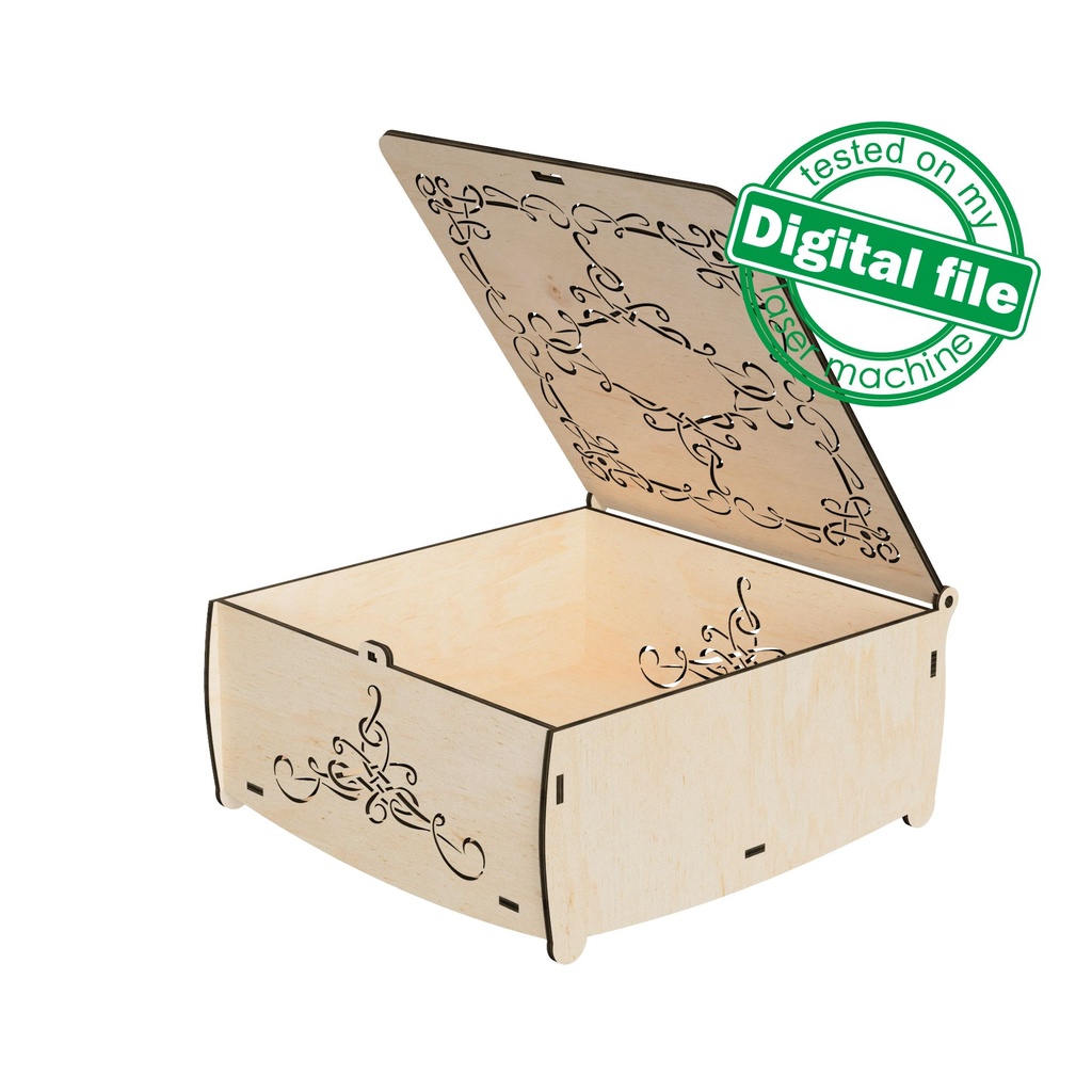 DXF, SVG files for laser Openwork carved Box with opening cover, Mother day gift, Oriental style, Glowforge, Material 1/8'' (3.2 mm)