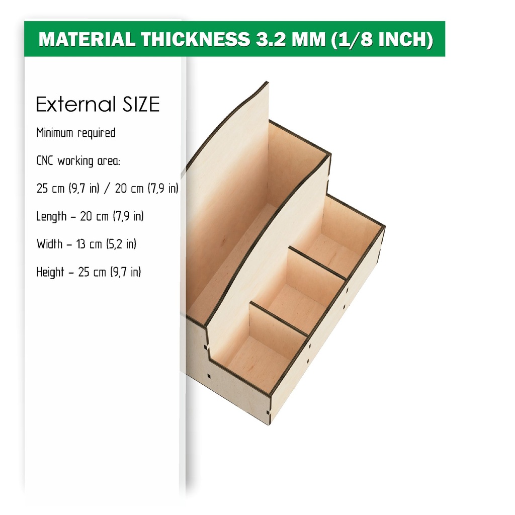 DXF, SVG Files for Laser Desktop Organizer Box, Drawer Storage, Display for Craft Tools, Paper, Magazine, Material 1/8"(3.2mm)