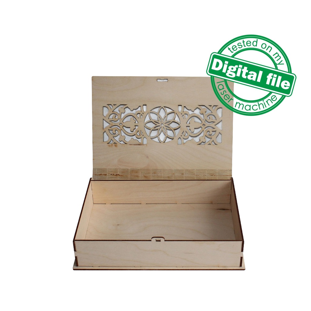 DXF, SVG files for laser Gift Book Oriental pattern, living hinge, flexible plywood, Glowforge, Material thickness 1/8 inch (3.2 mm)