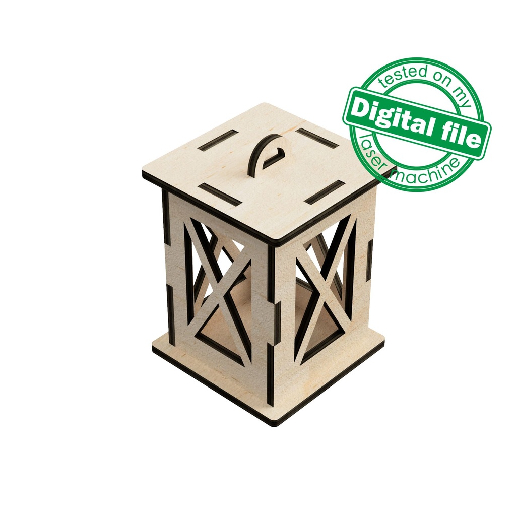 DXF, SVG files for laser Tiny tea light candle lantern 2 Different design, Vector projects, Glowforge, Material thickness 1/8 inch (3.2 mm)