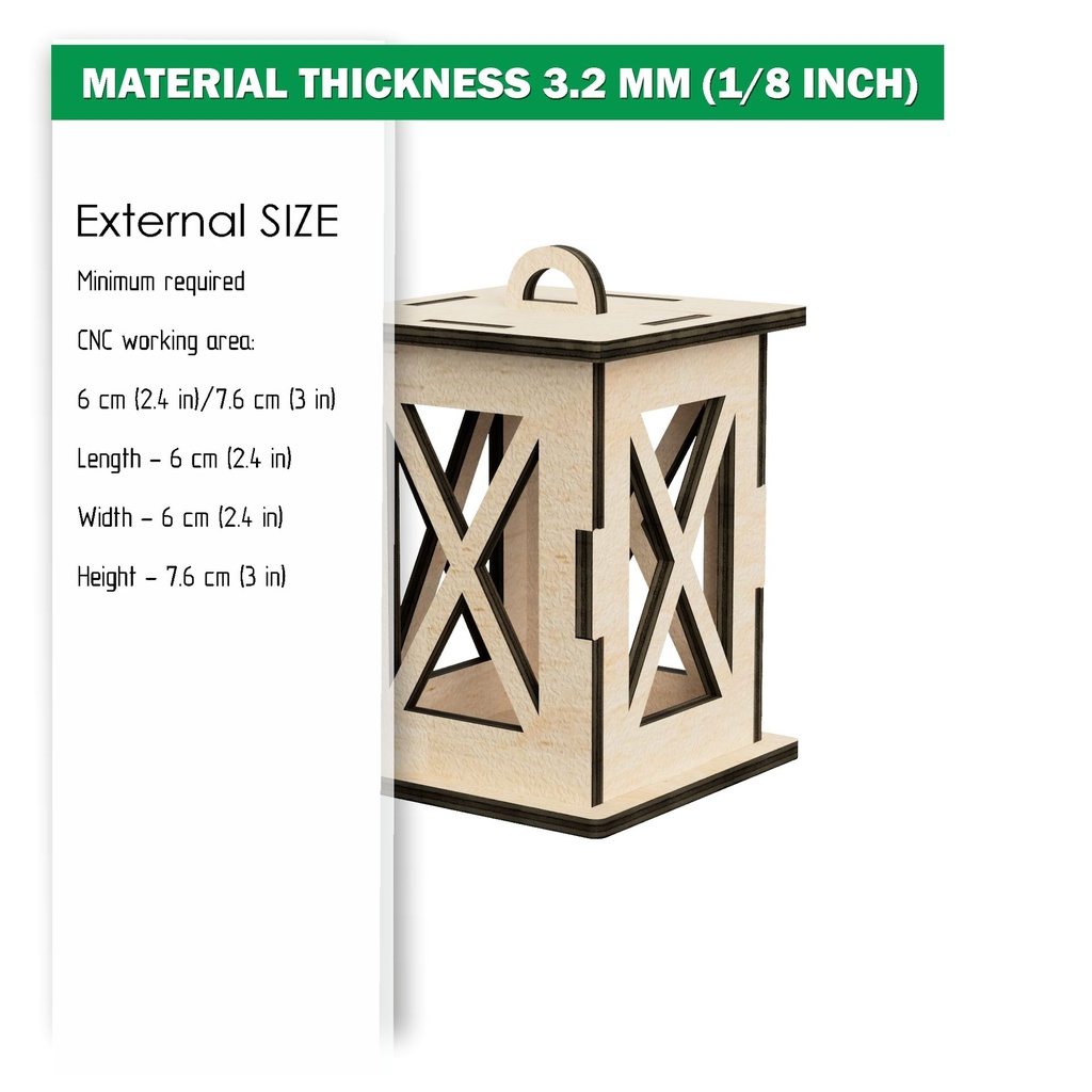 DXF, SVG files for laser Tiny tea light candle lantern 2 Different design, Vector projects, Glowforge, Material thickness 1/8 inch (3.2 mm)