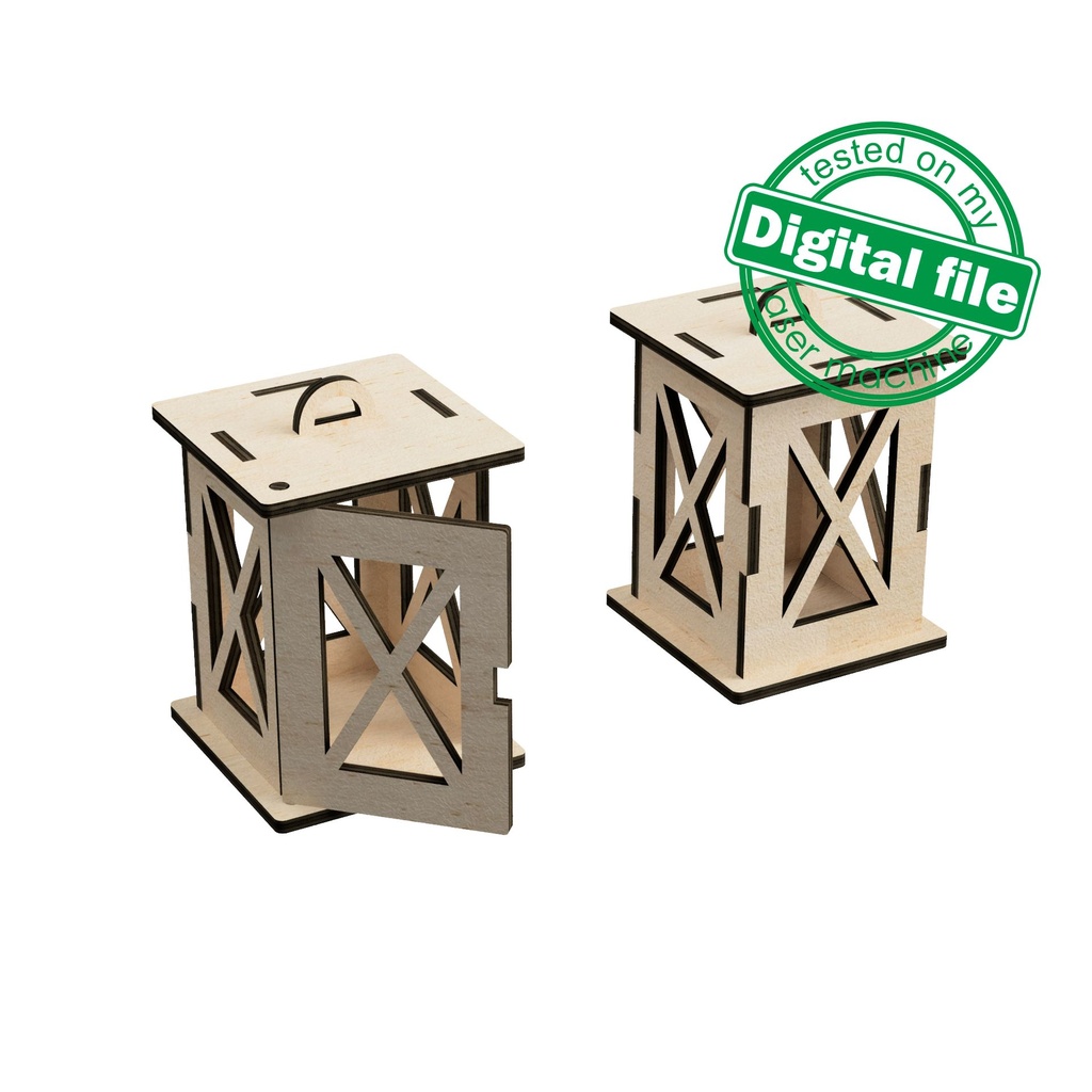 DXF, SVG files for laser Tiny tea light candle lantern 2 Different design, Vector projects, Glowforge, Material thickness 1/8 inch (3.2 mm)
