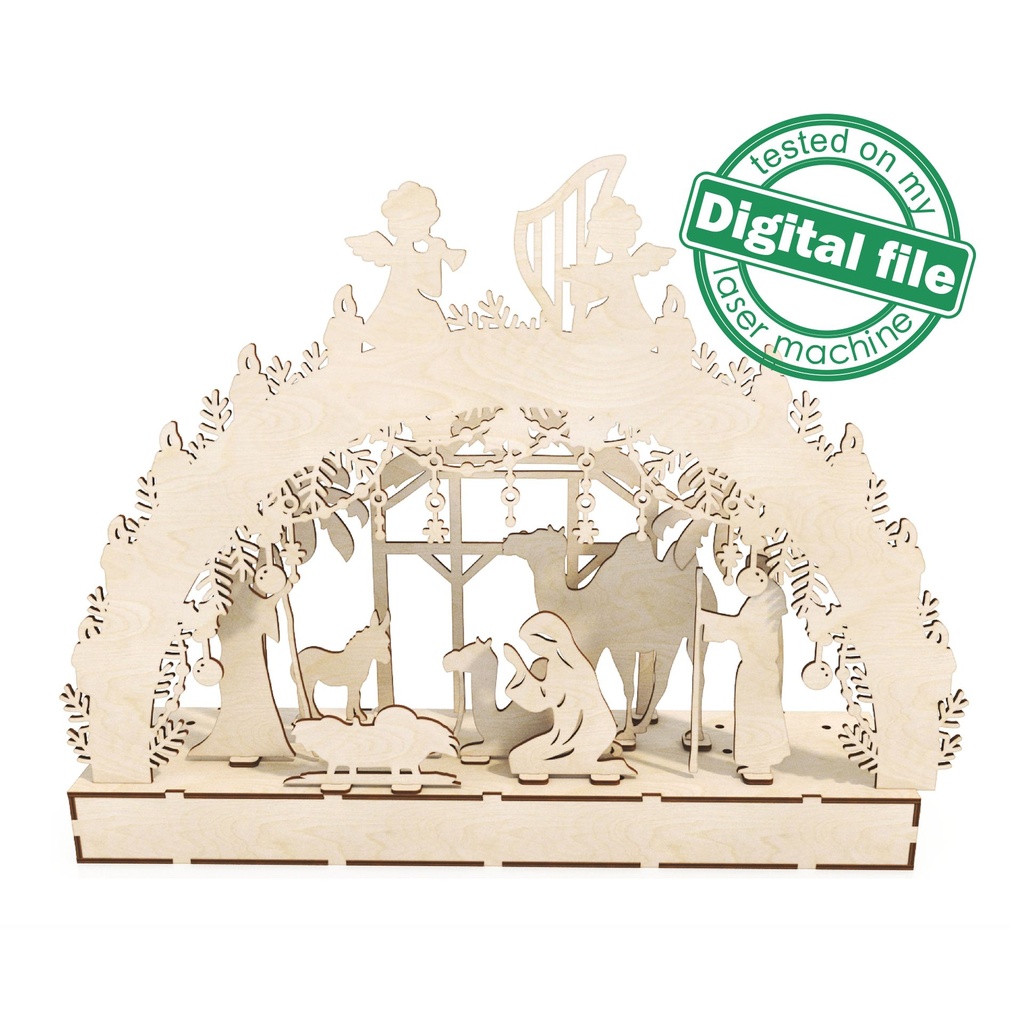 DXF file for laser Large Wooden Decoration Electrically Illuminated Light Arch,Wood Schwibbogen, Centerpiece, Light-up Christmas, SVG, PDF