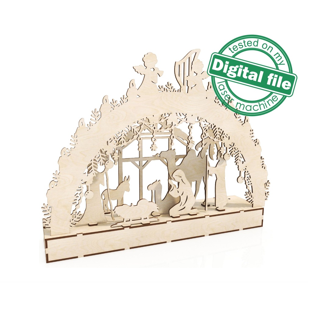 DXF file for laser Large Wooden Decoration Electrically Illuminated Light Arch,Wood Schwibbogen, Centerpiece, Light-up Christmas, SVG, PDF