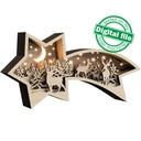 DXF, SVG files for laser Family deer in the forest, Layered wooden light box, Shadow box, Star of Bethlehem, Christmas, Winter decoration