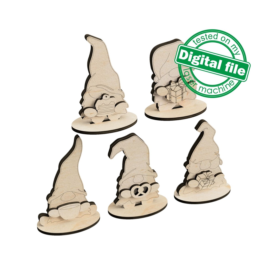 DXF, SVG files for laser Gnome Cutout, Shape, Paint by Line, Winter decor, Mantel decoration, Individual Arm Add-Ons