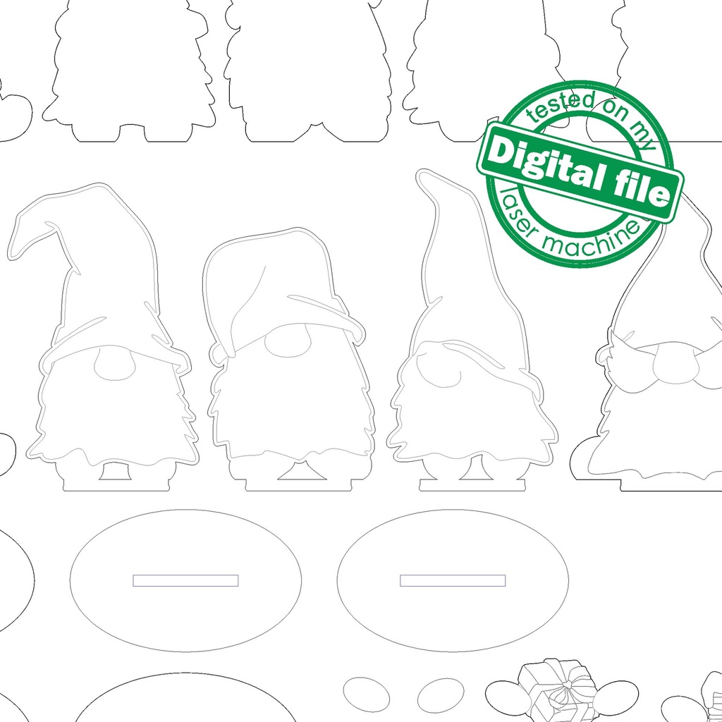 DXF, SVG files for laser Gnome Cutout, Shape, Paint by Line, Winter decor, Mantel decoration, Individual Arm Add-Ons