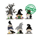 SVG, DXF Laser cut files, 6 Halloween gnomes, DIY Gift, Kids activity, Paint by Line, Individual Arm Add-Ons, Material 1/8 inch (3.2 mm)