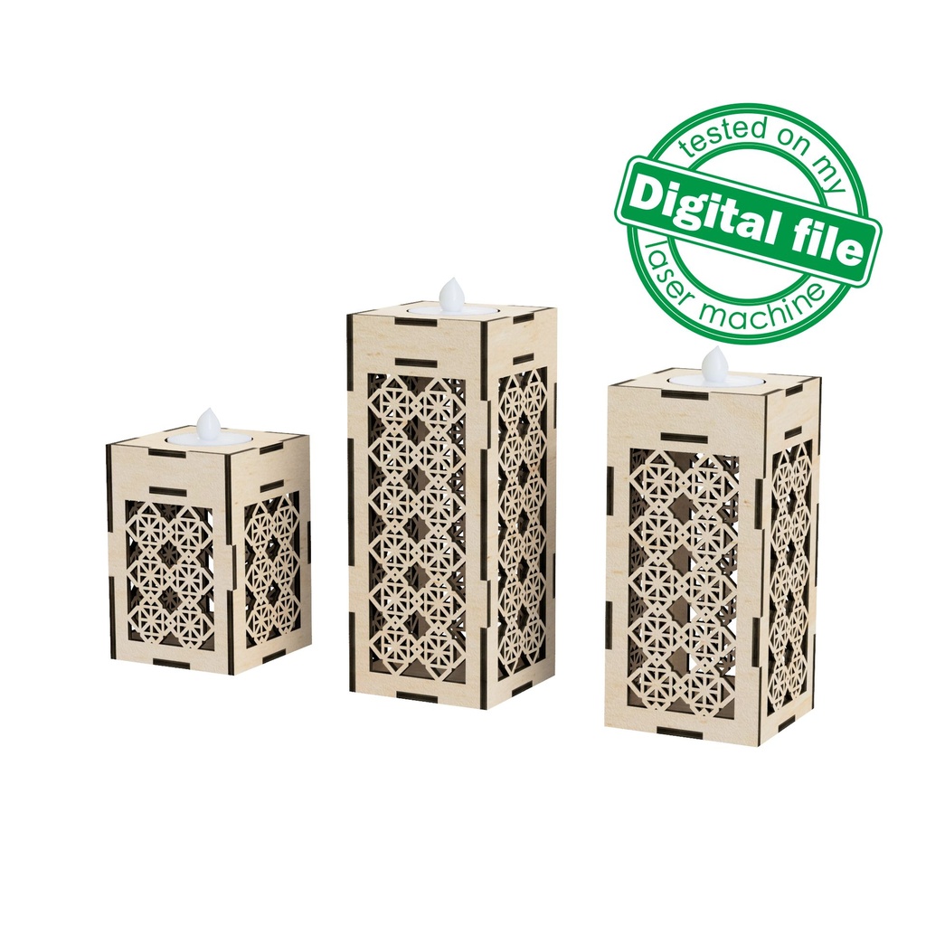 DXF, SVG files for laser Three candle holders,two options,carved ornament,openwork pattern,decoration of the center of the table,mantelpiece
