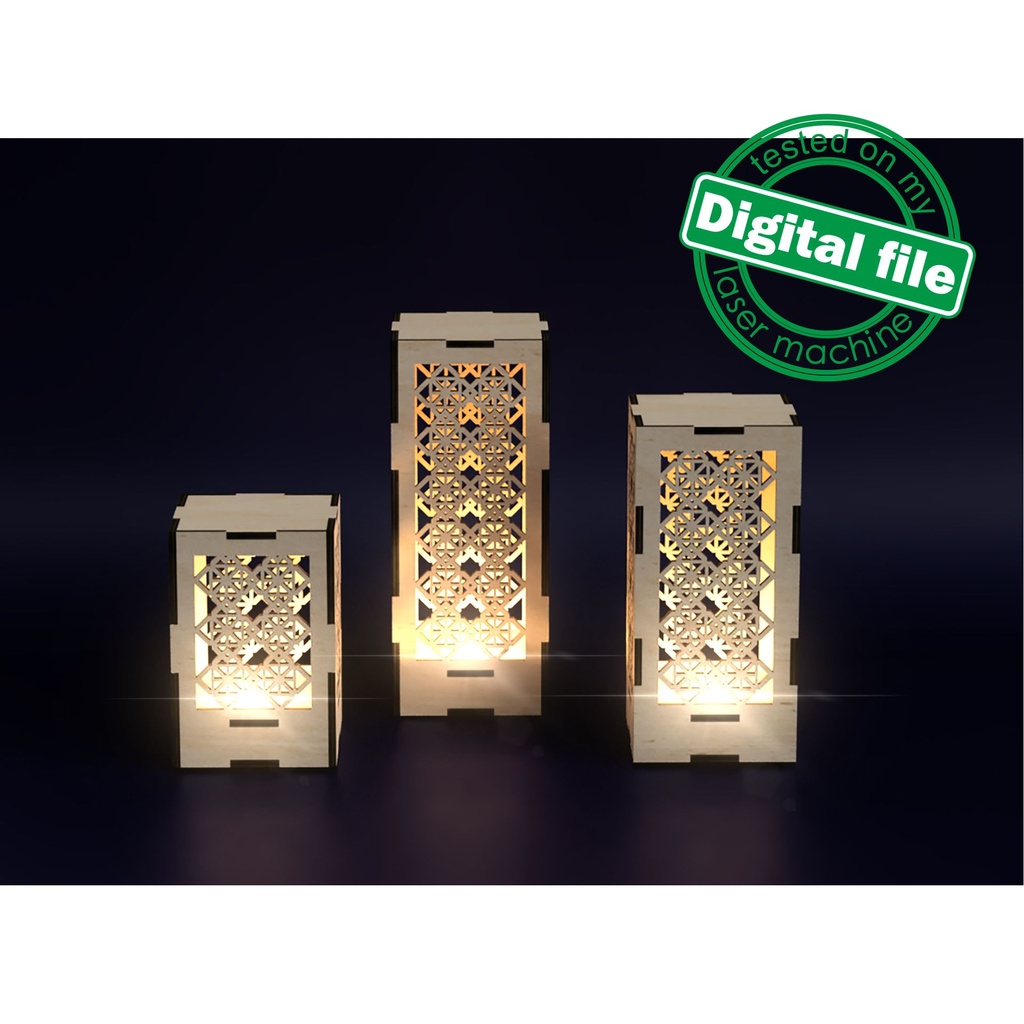 DXF, SVG files for laser Three candle holders,two options,carved ornament,openwork pattern,decoration of the center of the table,mantelpiece