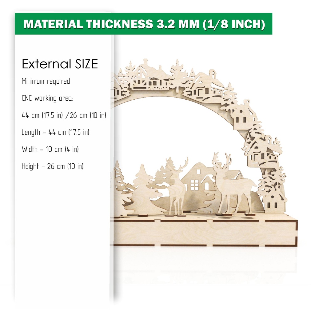 DXF file for laser Large Wooden Decoration Electrically Illuminated Light Arch,Wood Schwibbogen, Centerpiece, Light-up Christmas, SVG, PDF