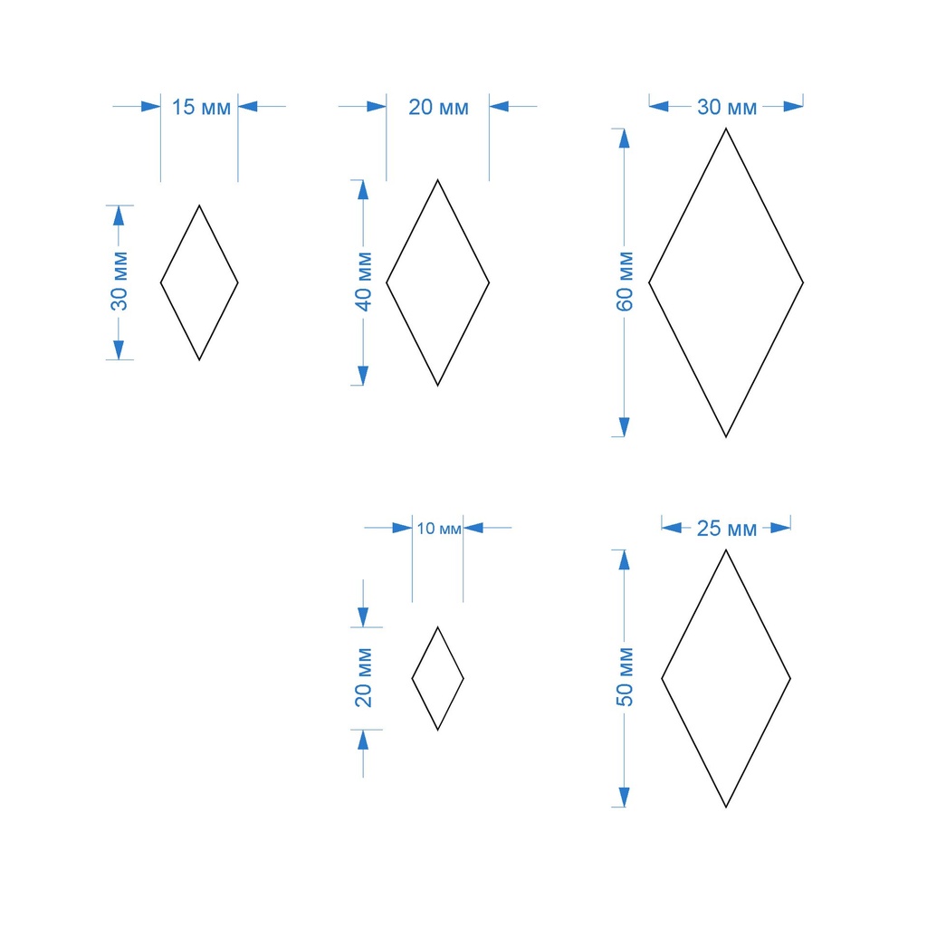 Rhombus, 5 Sizes, Digital STL File For 3D Printing, Polymer Clay Cutter, Earrings, Cookie, sharp, strong edge