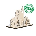 DXF, SVG files for laser Christmas Candle holders, Old castle, Winter forest, Vector project, Material thickness 1/8 inch (3.2 mm)