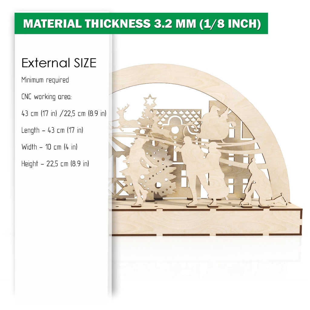 DXF file for laser Large Wooden Decoration Electrically Illuminated Light Arch,Wood Schwibbogen, Centerpiece, Light-up Christmas, SVG, PDF