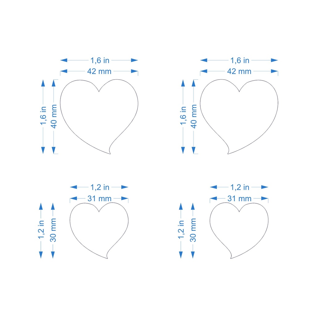 Love Combo # 9, Curved, Stylized, Abstract Heart, Digital STL File For 3D Printing, Polymer Clay Cutter, Earrings, 2 different designs