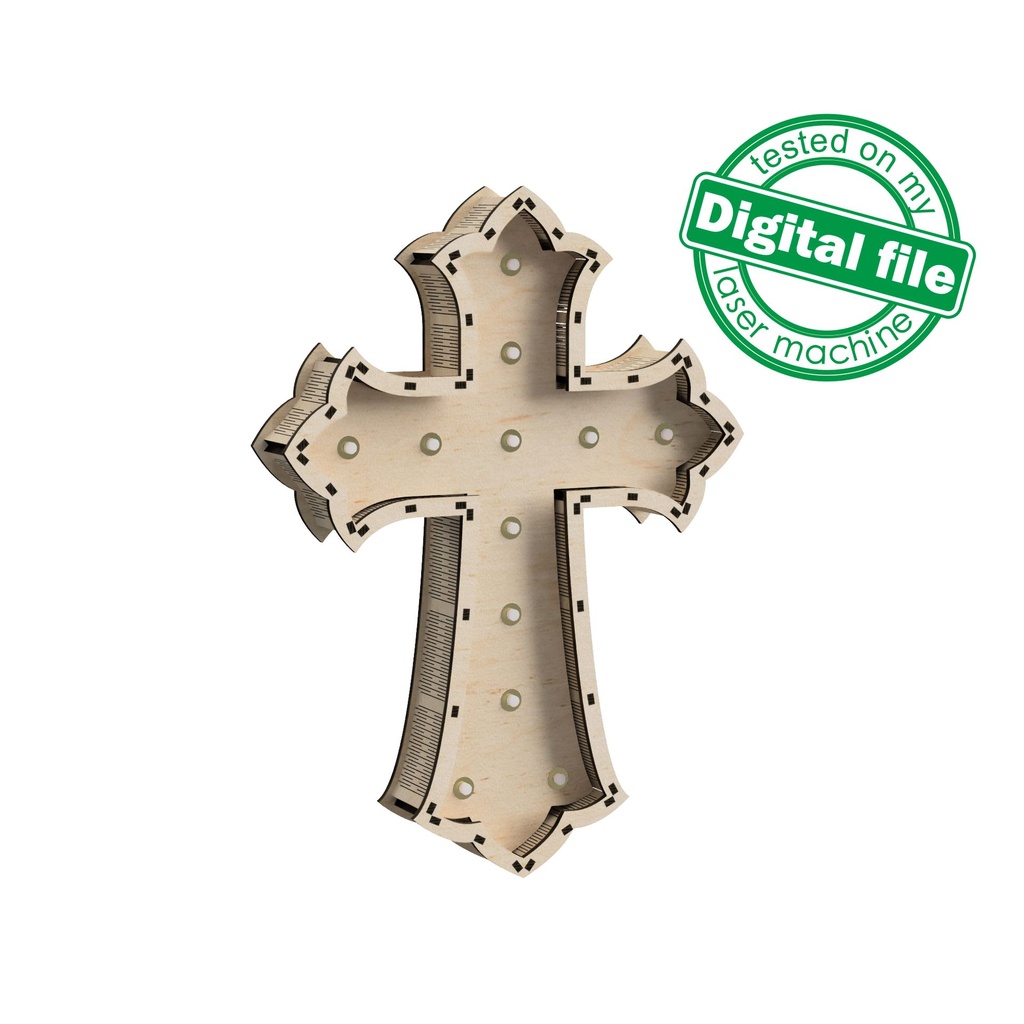 DXF, SVG files for laser Light Cross A Savior has born to you, Vector project, Glowforge, Material thickness 1/8 inch (3.2 mm)