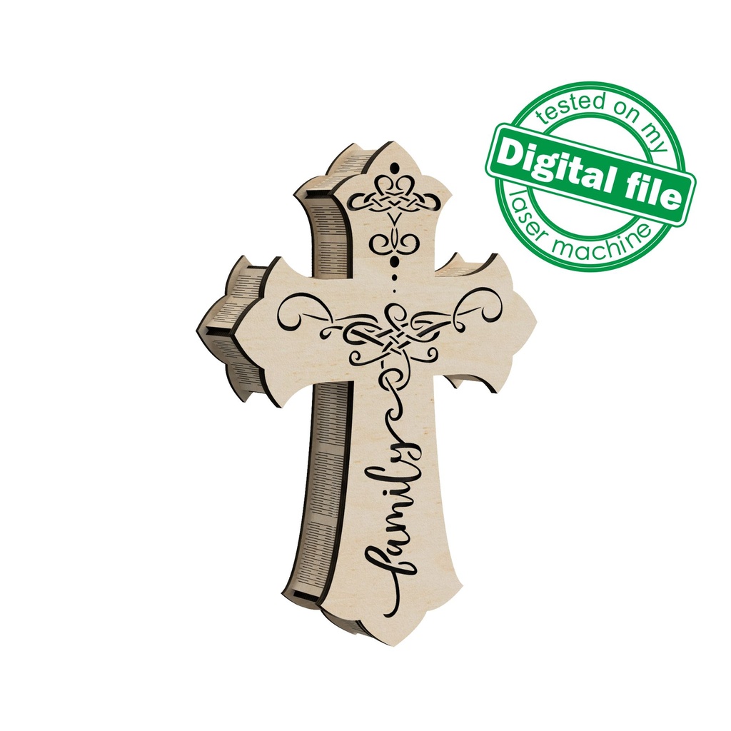 DXF, SVG files for laser Light Cross Family, Vector project, Glowforge, Material thickness 1/8 inch (3.2 mm) (copy)