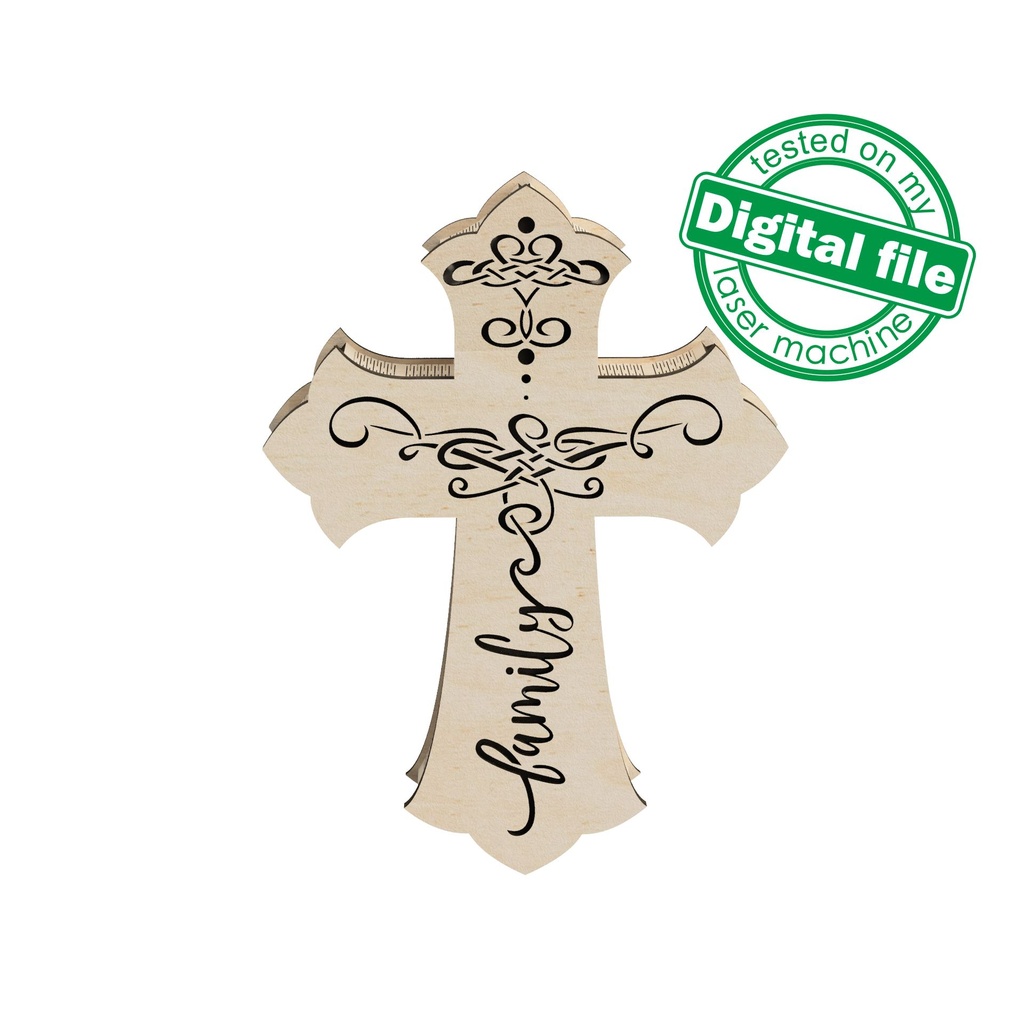 DXF, SVG files for laser Light Cross Family, Vector project, Glowforge, Material thickness 1/8 inch (3.2 mm) (copy)