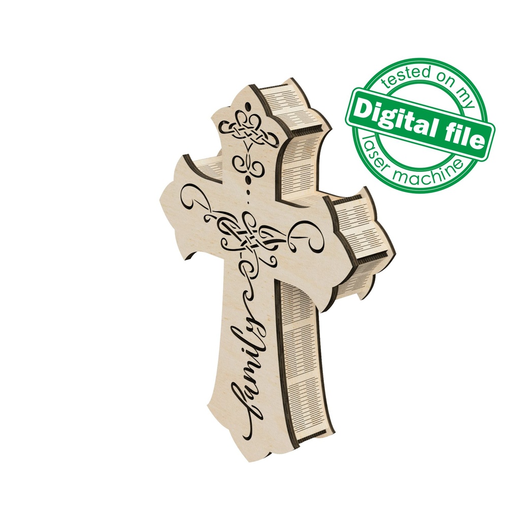 DXF, SVG files for laser Light Cross Family, Vector project, Glowforge, Material thickness 1/8 inch (3.2 mm) (copy)