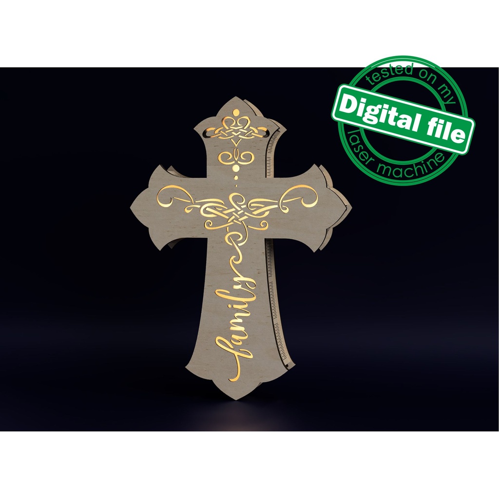 DXF, SVG files for laser Light Cross Family, Vector project, Glowforge, Material thickness 1/8 inch (3.2 mm) (copy)