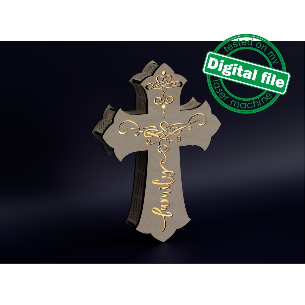 DXF, SVG files for laser. Big set Personalized Light Cross, Star of Bethlehem, Layered Pattern, Shadow Box, LED Light, 1/8"(3.2mm) Material