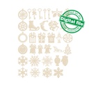 DXF, SVG files for laser Big set in the gift, 34 christmas tree ornaments, souvenir, commercial license, Glowforge, Material 1/8'' (3.2 mm)