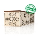 SVG, DXF, pdf Wooden carved wine box Snow with Snowflakes, Vector projects, Glowforge, Gift box, decor ideas, plywood or mdf 3.2 mm (1/8 in)