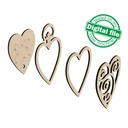 DXF, SVG files for laser 4 St. Valentine's hearts, Christmas tree ornaments, cute souvenir, light decor, earrings, Material any thickness Cutout, Shape, Paint by Line,Glowforge, Individual Arm Add-Ons, 1/8 inch (3.2 mm) (copy)