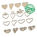 DXF, SVG files for laser 4 St. Valentine's hearts, Christmas tree ornaments, cute souvenir, light decor, earrings, Material any thickness Cutout, Shape, Paint by Line,Glowforge, Individual Arm Add-Ons, 1/8 inch (3.2 mm) (copy)