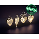 DXF, SVG files for laser 4 St. Valentine's hearts, Christmas tree ornaments, cute souvenir, light decor, earrings, Material any thickness Cutout, Shape, Paint by Line,Glowforge, Individual Arm Add-Ons, 1/8 inch (3.2 mm) (copy)